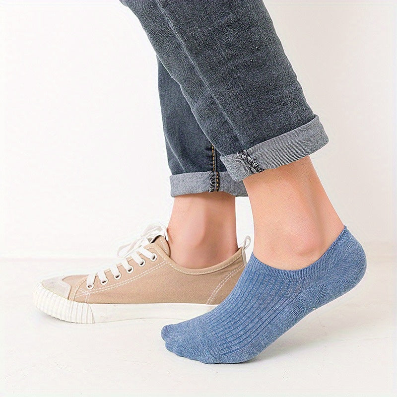 Men's Solid Liner Anklets Socks Soft Breathable Sweat Absorbent