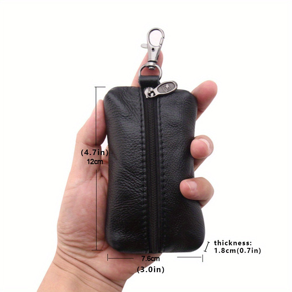 Car Keychain Leather Carabiner Key Holder Zipper Bag Keyring