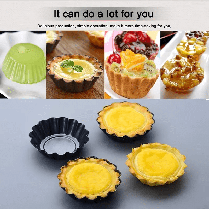 2pcs Reusable Egg Tart Mold Stainless Steel Baking Tool