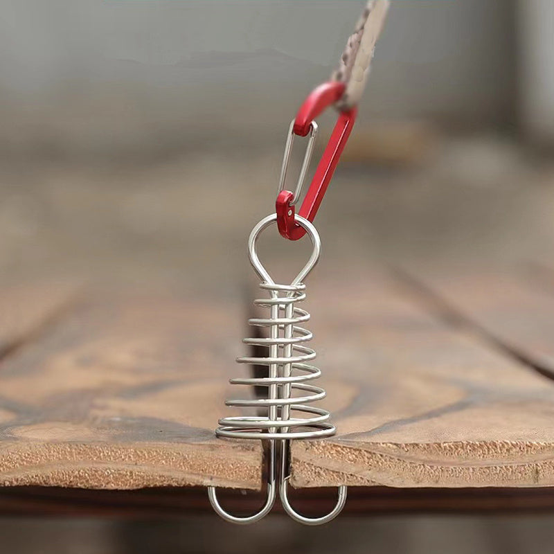 5pcs Stainless Steel Tent Ground Anchor Pegs with Springs