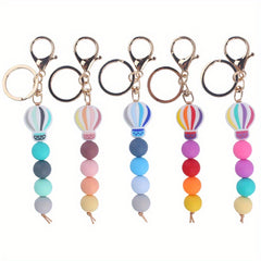 Cute Silicone Beaded Keychain Keyring Cartoon Key Chain