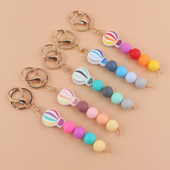 Cute Silicone Beaded Keychain Keyring Cartoon Key Chain