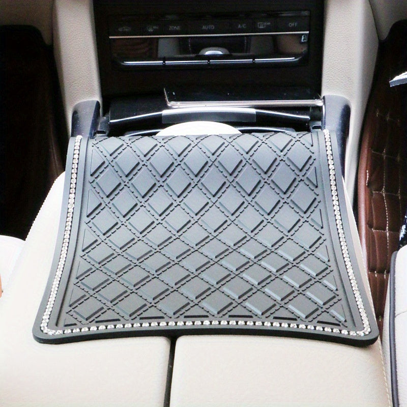 Car Perfume Ornament Rhinestone Plaid Placement Mat Car Interior Accessory