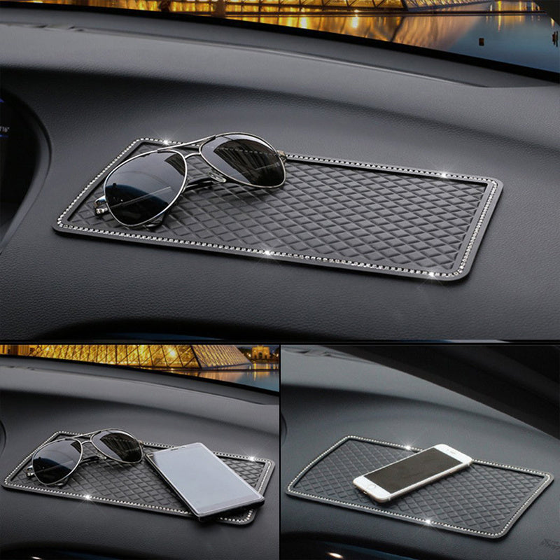 Car Perfume Ornament Rhinestone Plaid Placement Mat Car Interior Accessory