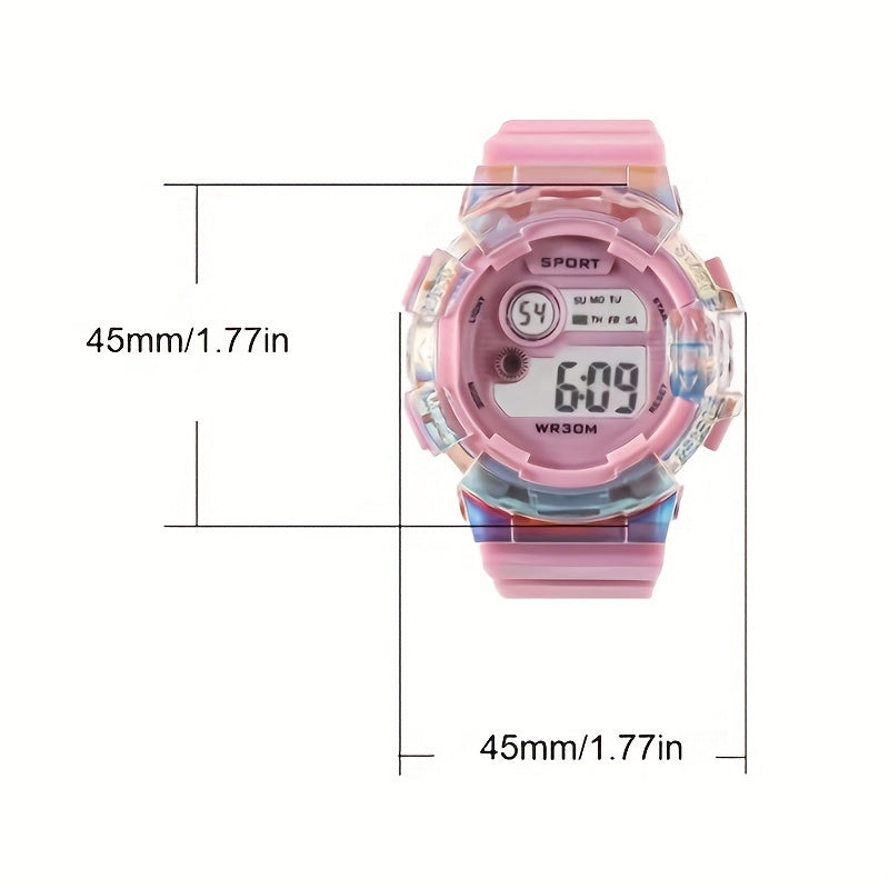 Unicorn Gradient Sport Watch Digital Display Date Calendar & Alarm