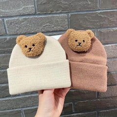 Bear Knitted Hat for Autumn and Winter Warm Keeping Beanie