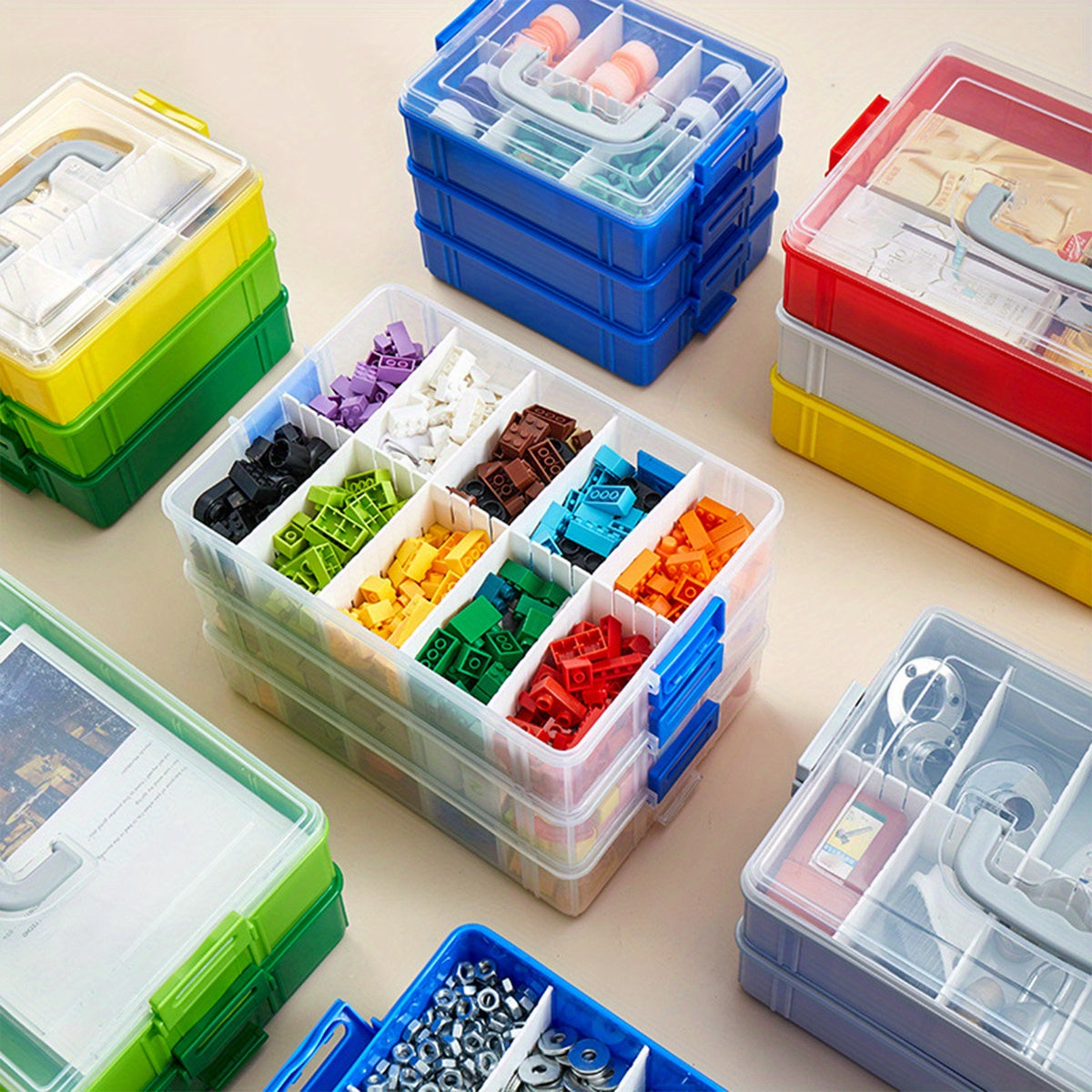 Small 3 Layer Storage Box Stackable Organizer Container
