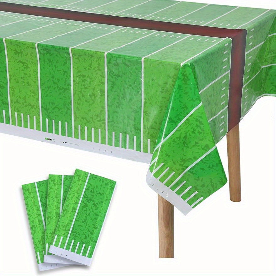 Football Field Plastic Tablecloth 137 X 274 Disposable Table Cover