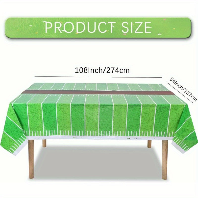 Football Field Plastic Tablecloth 137 X 274 Disposable Table Cover