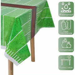 Football Field Plastic Tablecloth 137 X 274 Disposable Table Cover