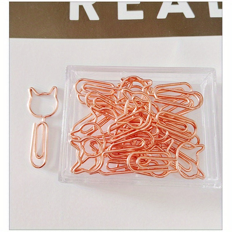 Cat Head Paper Clip Golden Animal Cartoon Pin