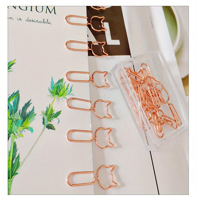 Cat Head Paper Clip Golden Animal Cartoon Pin