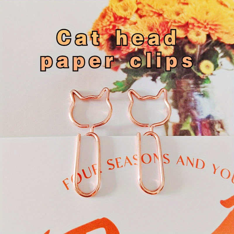 Cat Head Paper Clip Golden Animal Cartoon Pin