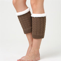 Winter Braided Knitting Leg Warmer Fleece lined Crochet Boot Cuff Covers