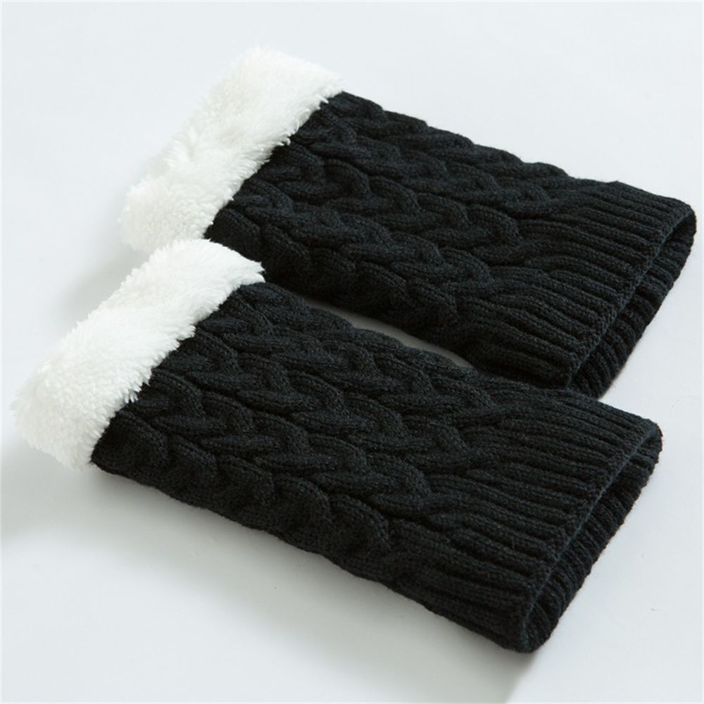 Winter Braided Knitting Leg Warmer Fleece lined Crochet Boot Cuff Covers