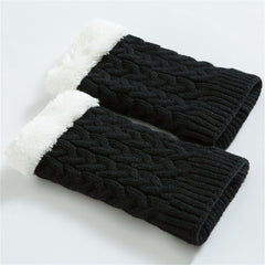 Winter Braided Knitting Leg Warmer Fleece lined Crochet Boot Cuff Covers