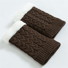 Winter Braided Knitting Leg Warmer Fleece lined Crochet Boot Cuff Covers