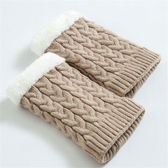 Winter Braided Knitting Leg Warmer Fleece lined Crochet Boot Cuff Covers
