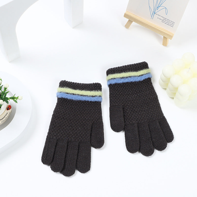 Kids Winter Knitted Gloves, Thick & Warm, 5-10 Years