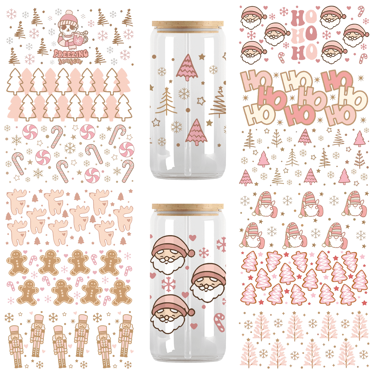 Christmas UV DTF Transfer Sticker Santa Gingerbread Rub On Transfer Sticke