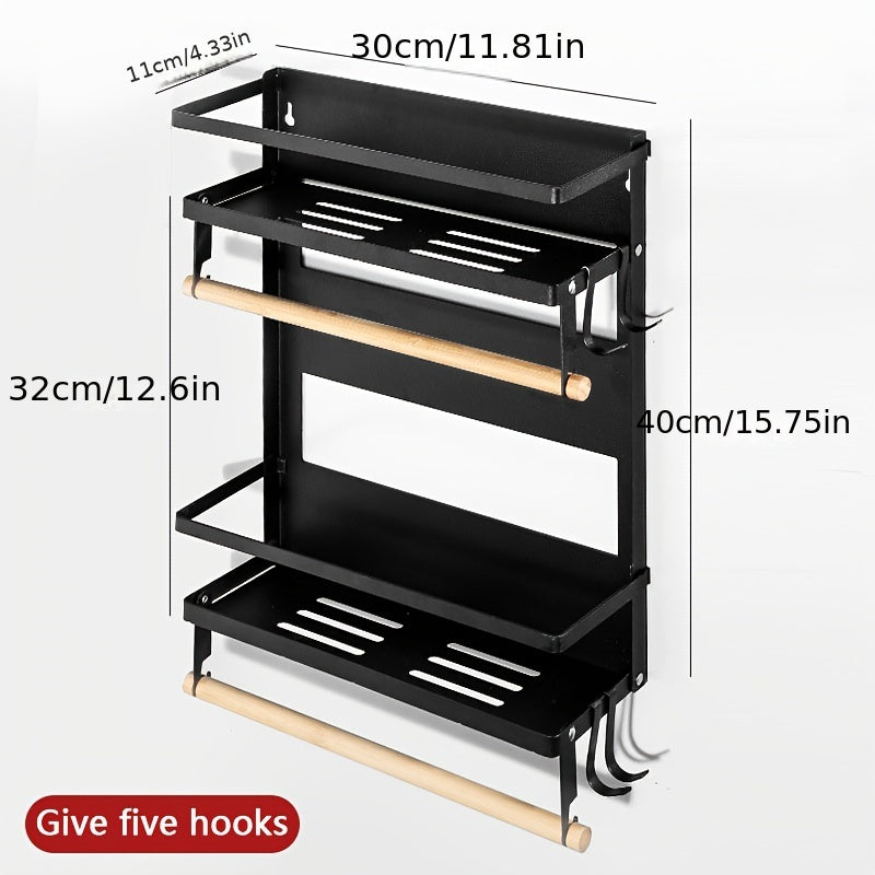 Folding Magnetic Refrigerator Storage Rack Kitchen Organizer