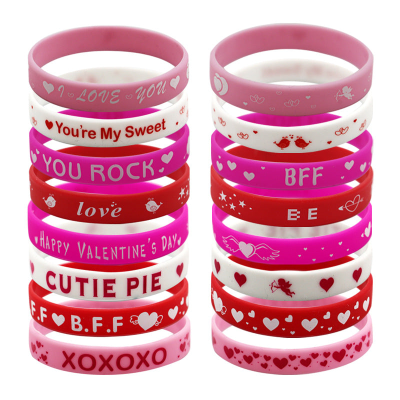 8 Pcs Love Silicone Bracelet Candy Bracelet