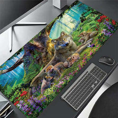 Wolf Pattern Mouse Pad Gaming Desk Mat