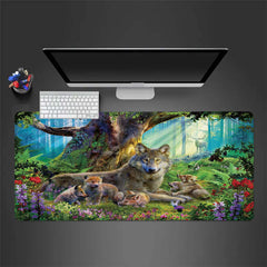 Wolf Pattern Mouse Pad Gaming Desk Mat