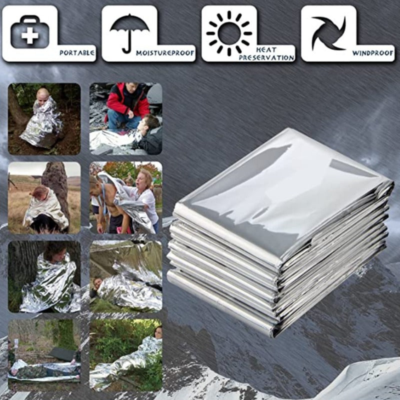 4pcs PET Emergency Blankets for Cold and Sun Protection