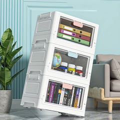 Large Capacity Clear Storage Bin With Wheels Foldable Luggage Box