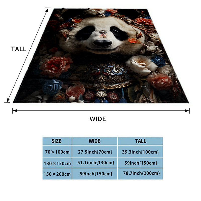 Cozy Pandas & Flowers Print Blanket Lightweight Flannel Throw For Sofa Bed