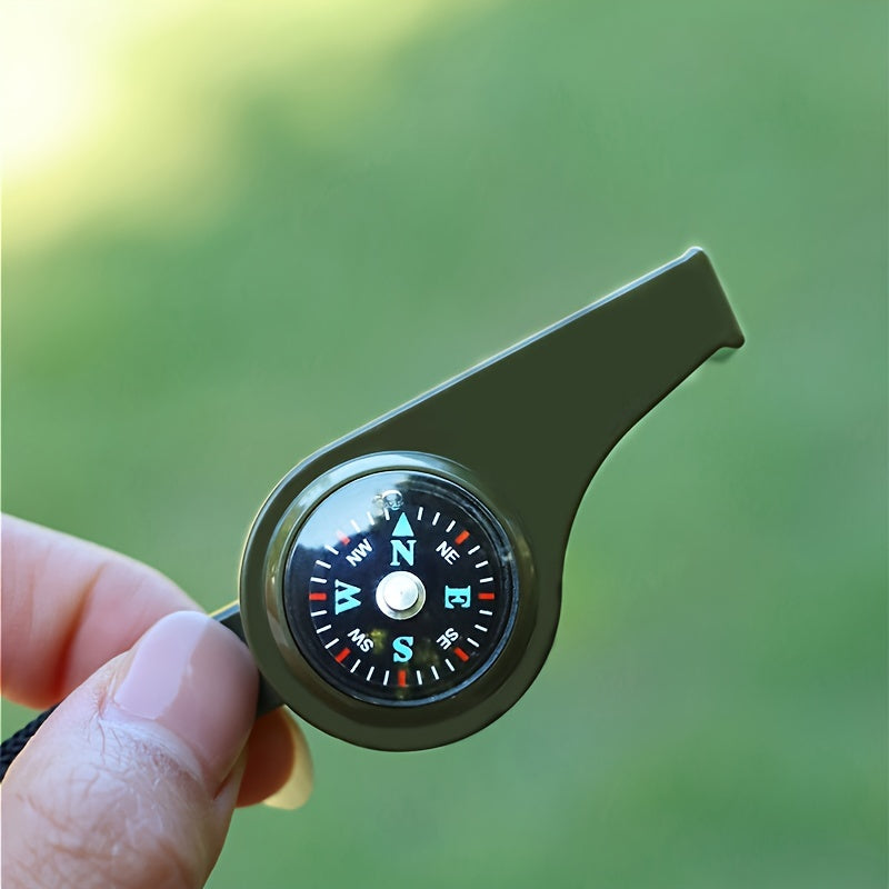 2pcs 3 in 1 Survival Whistle with Compass and Thermometer