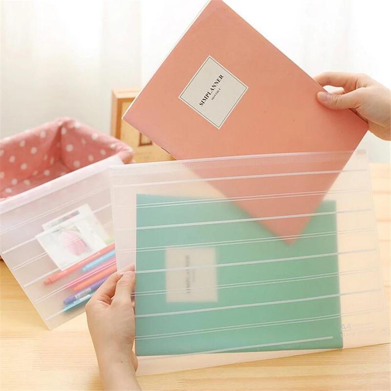 Stripe Translucent A4 Invoice File Bag with Pencil Holder