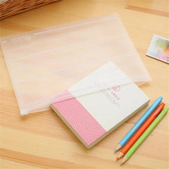 Stripe Translucent A4 Invoice File Bag with Pencil Holder