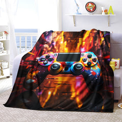 Colorful Gamepad Print Blanket Lightweight Flannel Throw for Sofa Bed