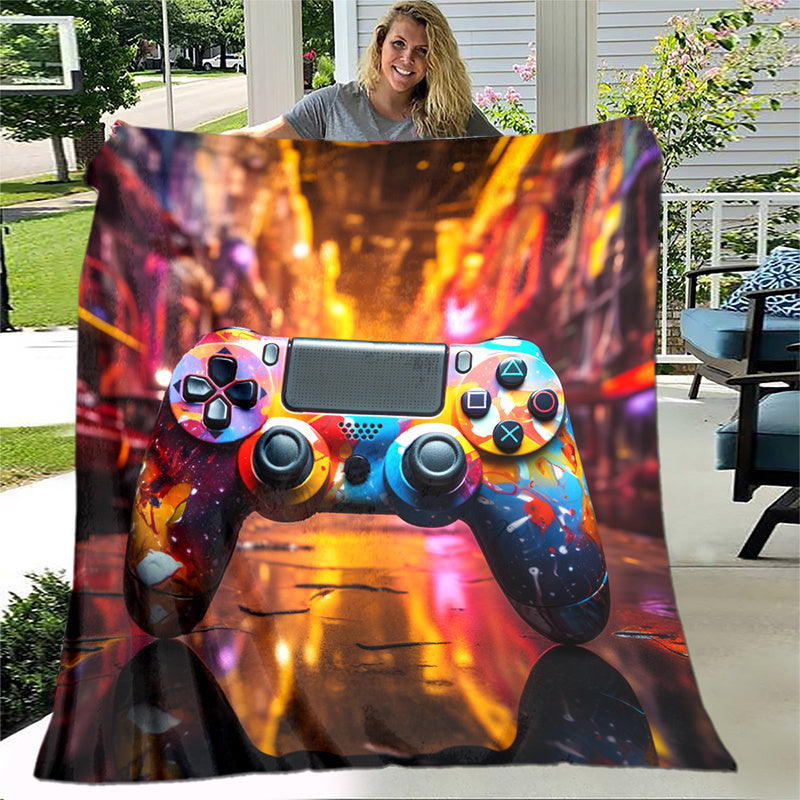 Colorful Gamepad Print Blanket Lightweight Flannel Throw for Sofa Bed