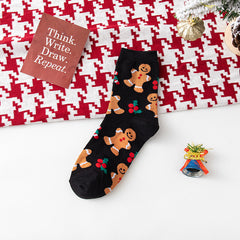 Men's Christmas Cartoon Crew Socks - Cotton Blend