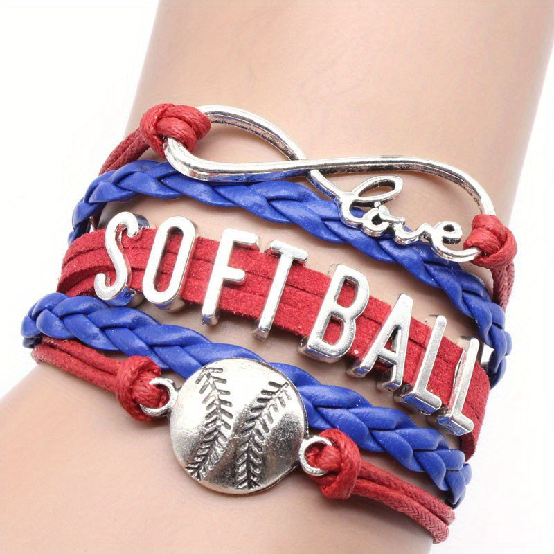 Boho Softball Knitted Bracelet for Women Fans