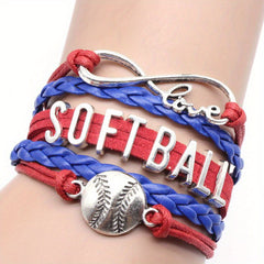 Boho Softball Knitted Bracelet for Women Fans