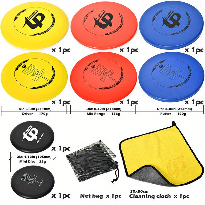Disc Golf Starter Set w/ 6 Discs, 2 Minis, Towel, Net Bag