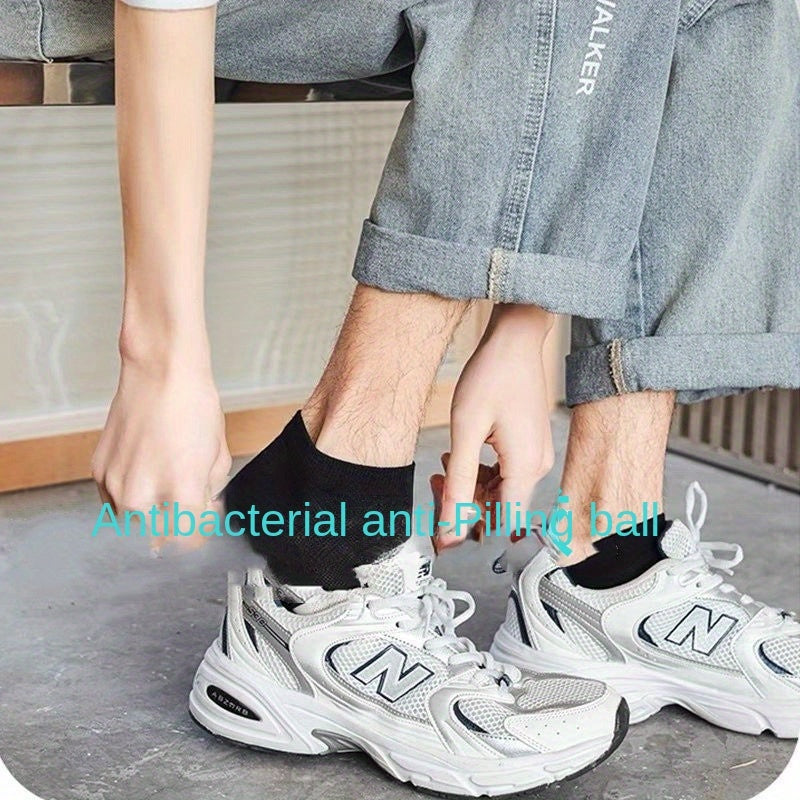 Men's Solid Striped Liner Anklets Socks Soft Breathable Sweat Absorbent
