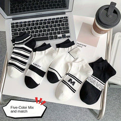 Men's Striped Liner Anklets Socks Cotton Blend Soft Breathable Sweat Absor
