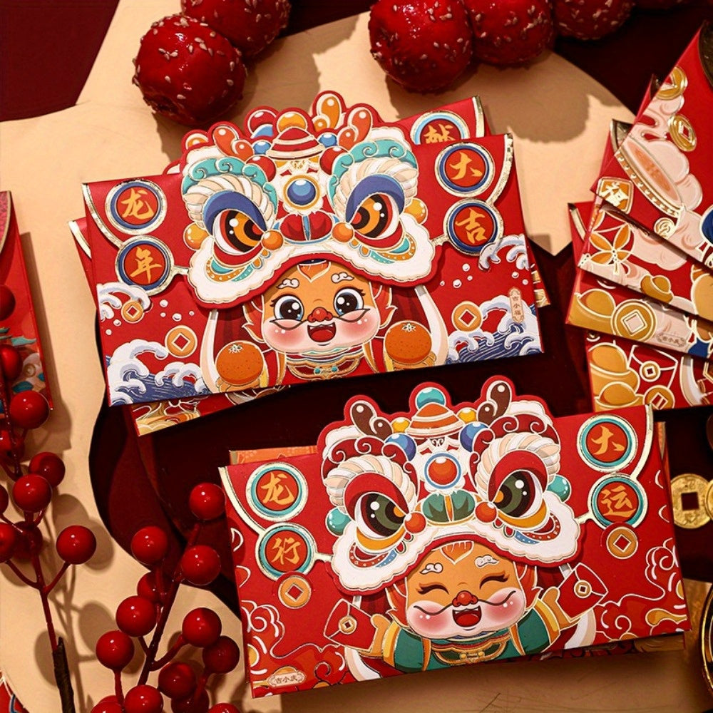 4pcs Chinese Dragon Red Envelope Luck Money Bag Year Blessing
