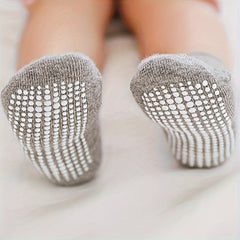 6 Pairs Boy's Non Slip Socks with Rubber Bottom Dots