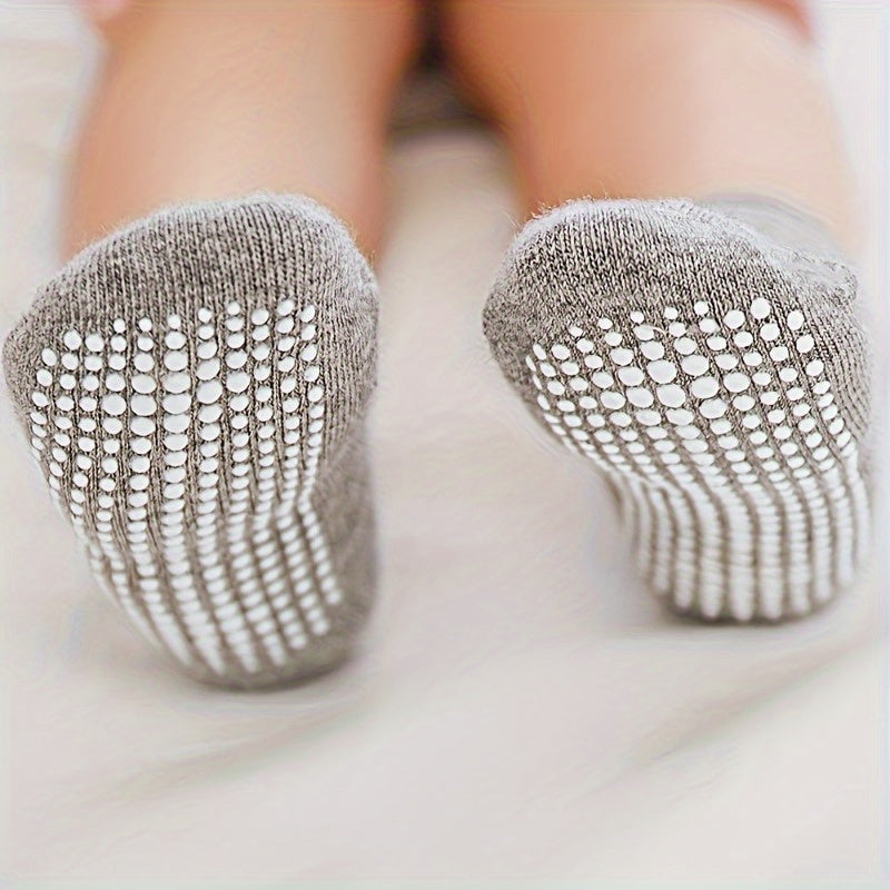 6 Pairs Boy's Non Slip Socks Cotton Blend Bottom Rubber Dot Soft Socks