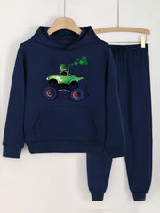 Clover Car Graphic 2pcs Sets Girls Hoodies Jogger Pants Set