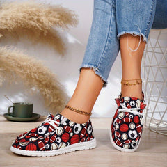 Sports Pattern Flat Shoes for Women Lightweight Casual Walking Shoes