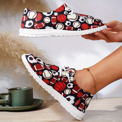 Sports Pattern Flat Shoes for Women Lightweight Casual Walking Shoes