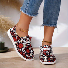 Sports Pattern Flat Shoes for Women Lightweight Casual Walking Shoes