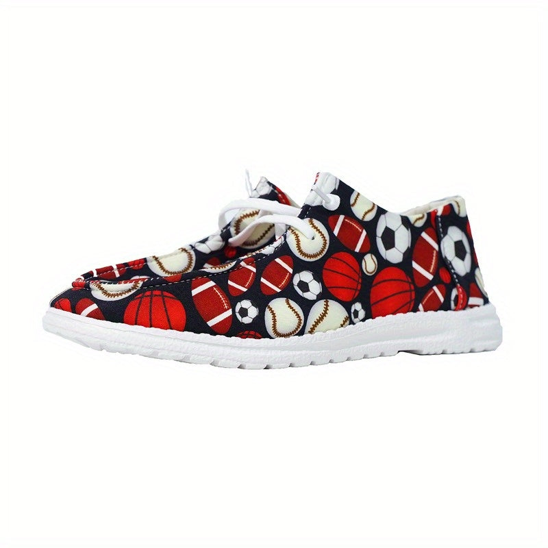 Sports Pattern Flat Shoes for Women Lightweight Casual Walking Shoes